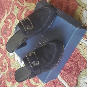 Stuart Weitzman DoubleAgent Black Suede Mule 11M
